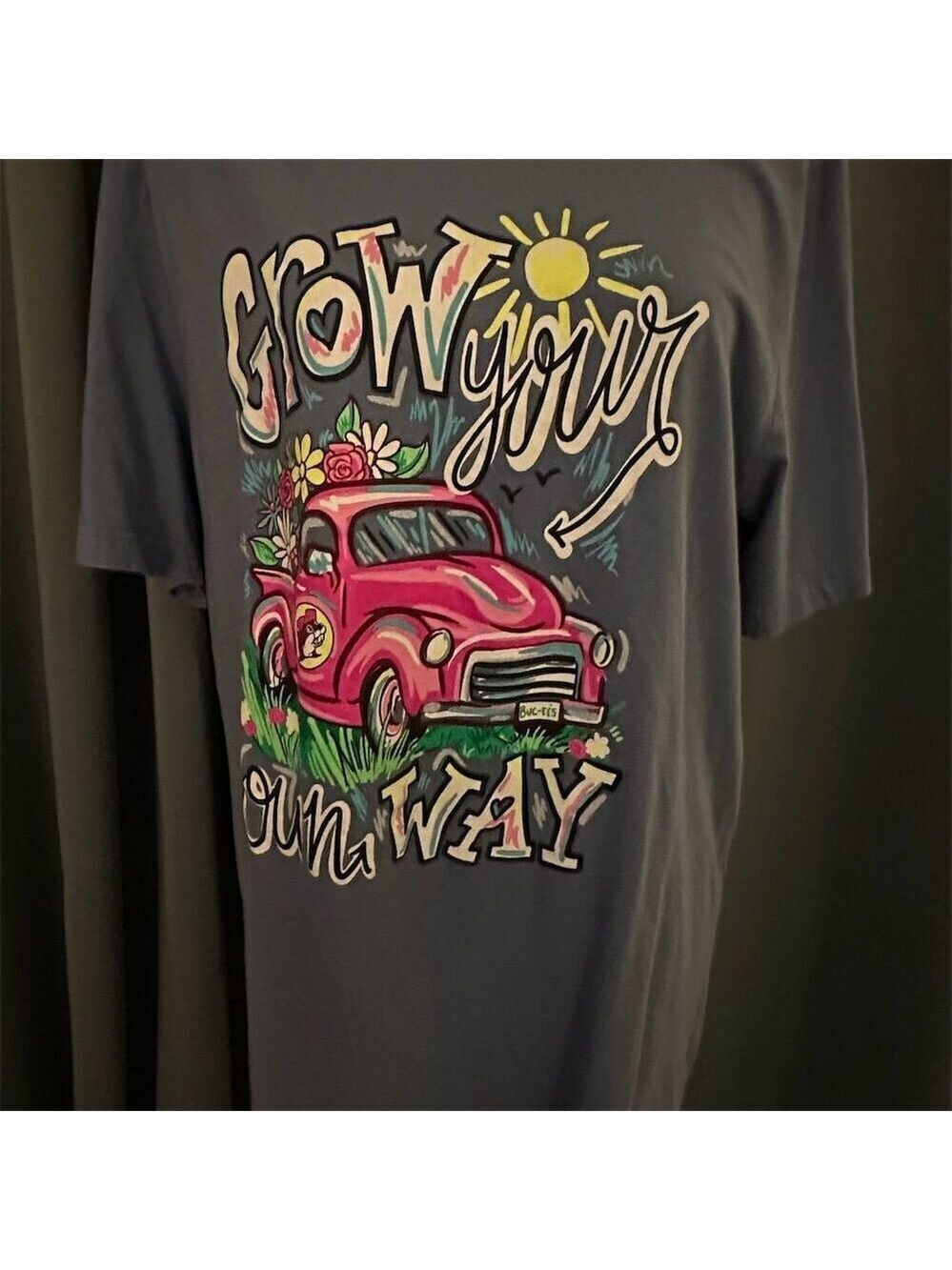 Buc-ee's Women's XL Blue Graphic T-Shirt - Grow Your Own Way Casual Fun